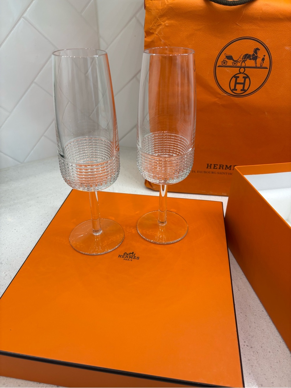 Hermes Intervalle Champagne Flutes - Set of 2